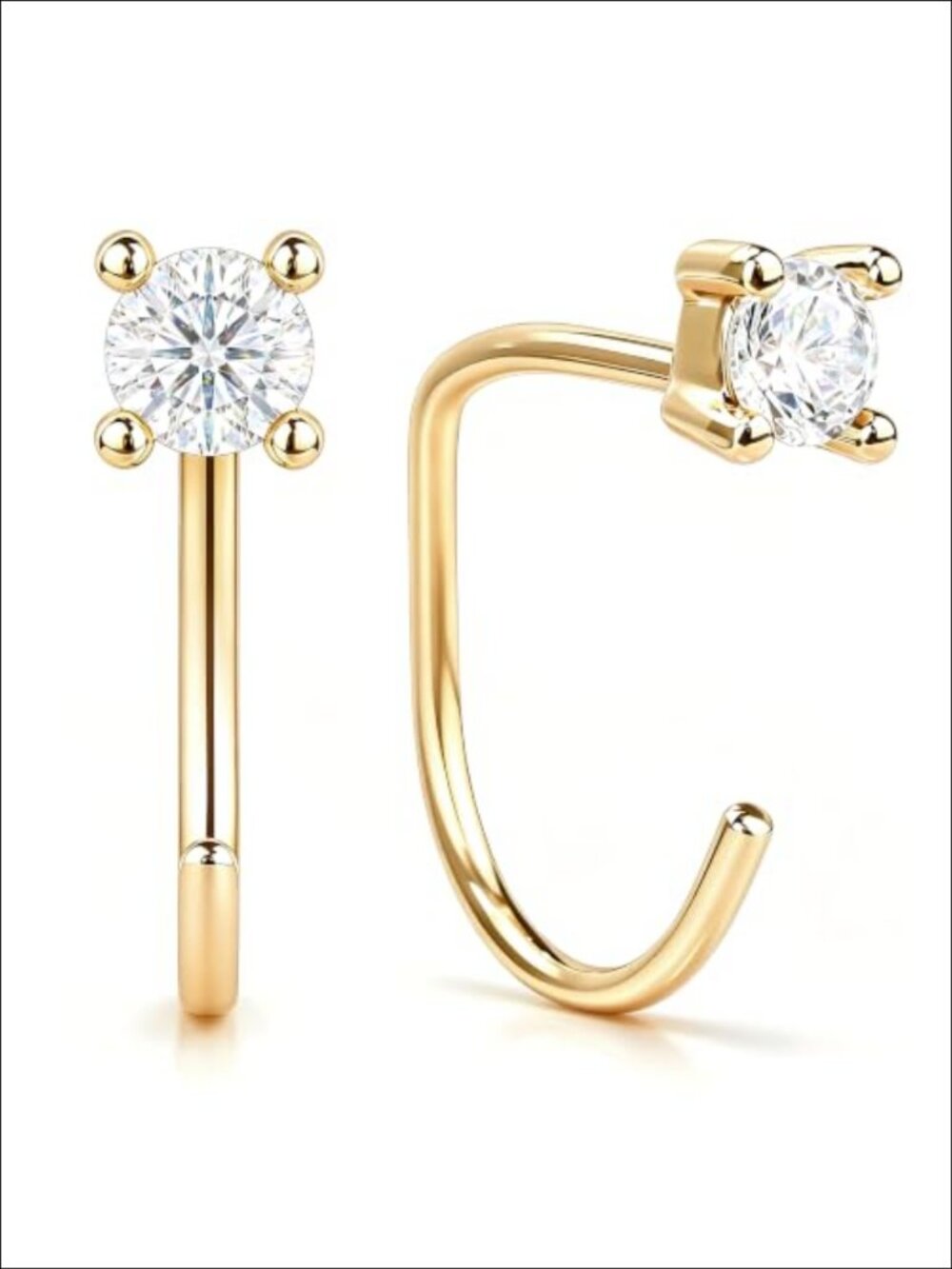 14K Gold Plated Huggie Half Hoop Earrings Hypoallergenic Women